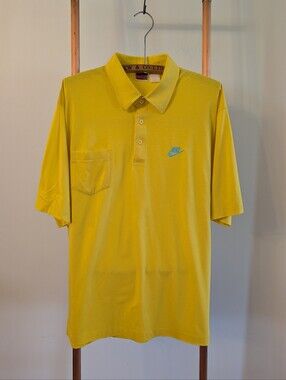 *Rare*  90's - Grey/Silver TAG! Nike Yellow Polo Shirt with Turquoise Swoosh